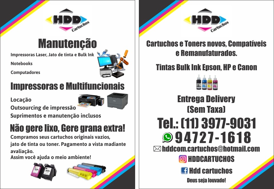 HDD Cartuchos - Recargas e Manutenções em São Paulo